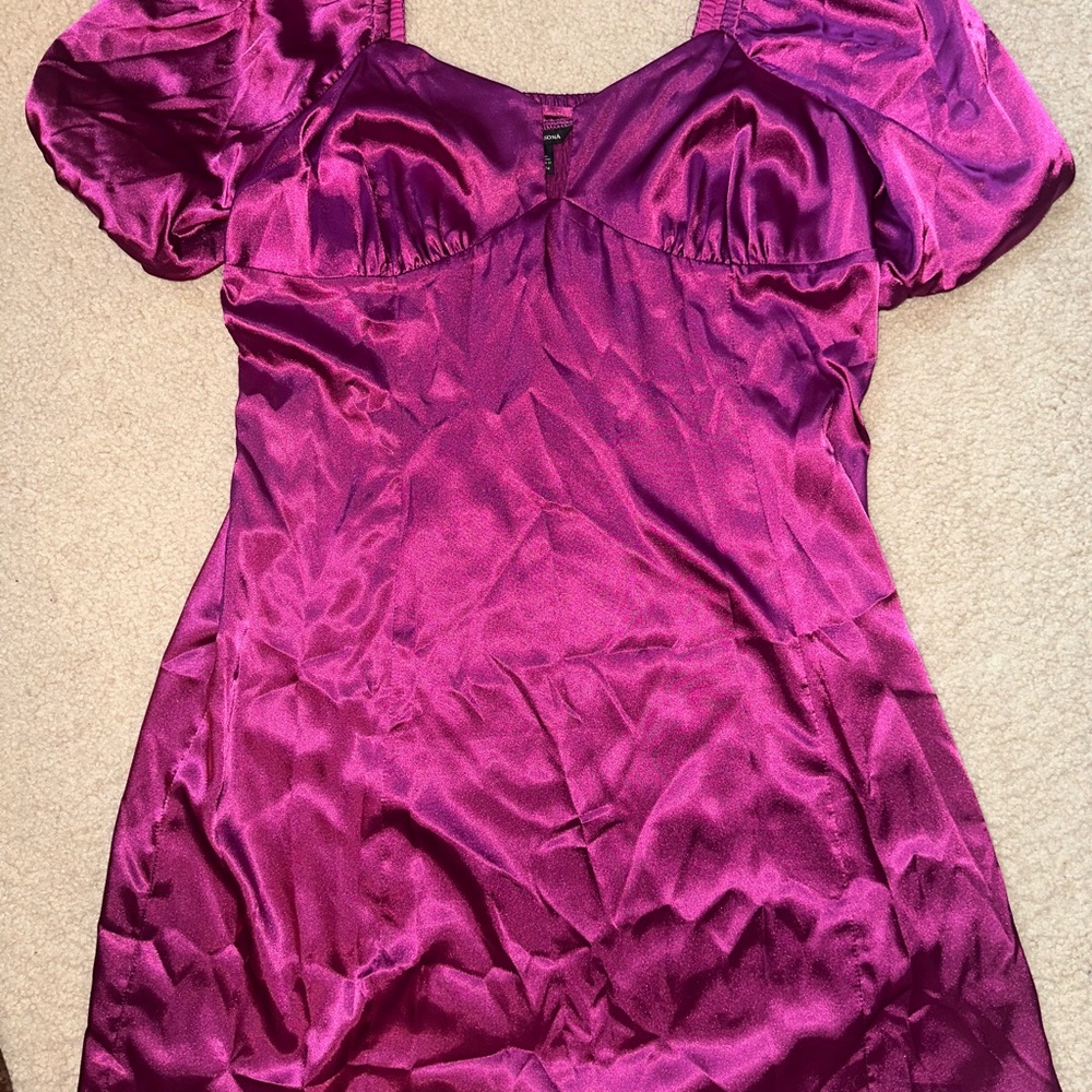 Versona Magenta Satin Dress NWOT